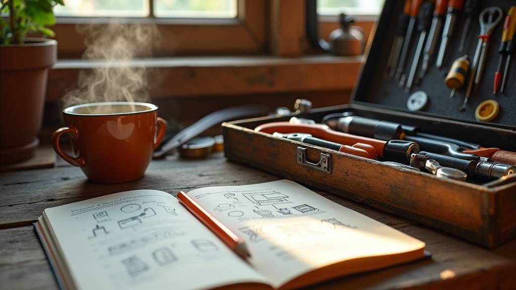 Espace de travail bien organisé avec outils et matériaux de bricolage