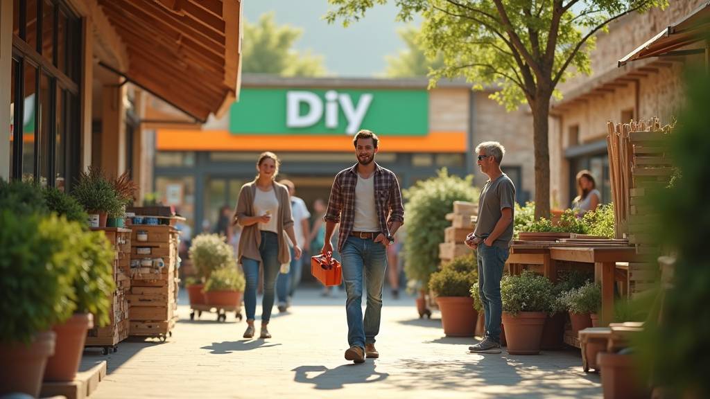Intérieur du magasin Leroy Merlin avec rayons de matériaux de construction