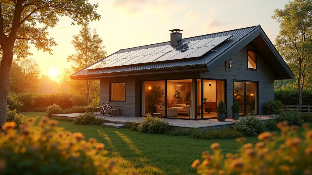 Intérieur de maison moderne avec éclairage LED et domotique visible sur un écran tactile